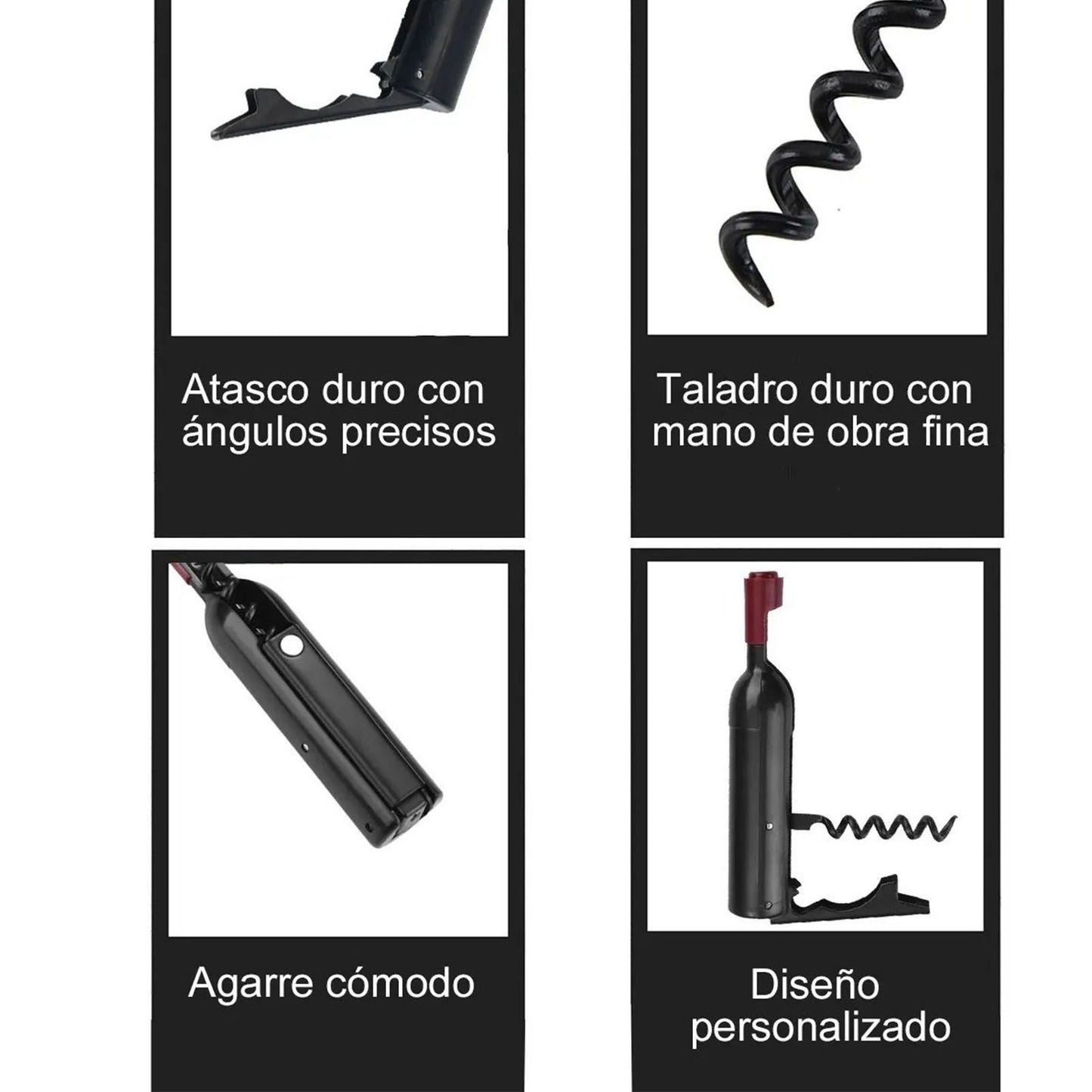 Wine Opener Black Multifunctional Magnet Design Portable Stainless Steel Wine Opener V1294-YM0512-3118220301611