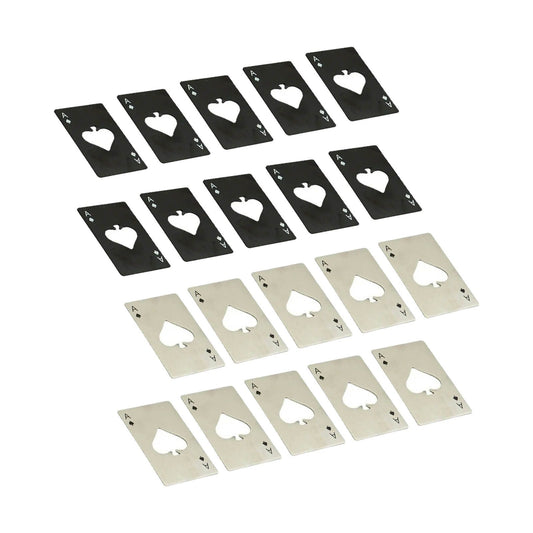 20 Pcs Poker Card Bottle Opener Beer Openers Stainless Steel Black Silver Cup Mat for Wallet Gifts V1294-YM0512-3118220303411