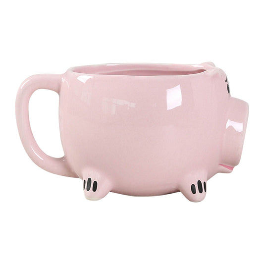 Ceramic Coffee Mug Wide Mouth Piggy Cute Water Cup with Handle for Home Cafe Office Pink V1294-YM0512-3118220308411
