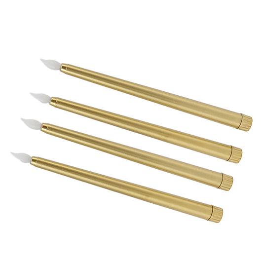 4 Pcs LED Candles Smoke Free Flameless Safe Environmentally Friendly Warm Light Electric LED Taper Candle Gold V1294-YM0512-3119220152713