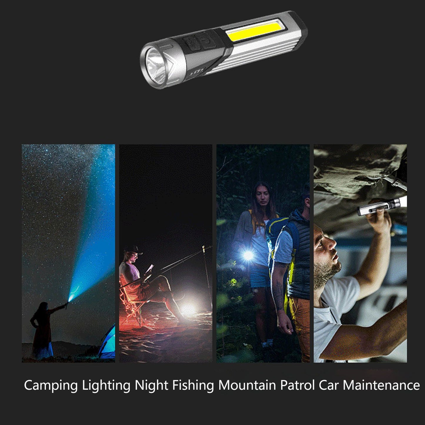 Magnetic Flashlight 7 Gears Rotatable Foldable Rechargeable High Brightness LED COB Work Light for Camping V1294-YM0512-3119220165211
