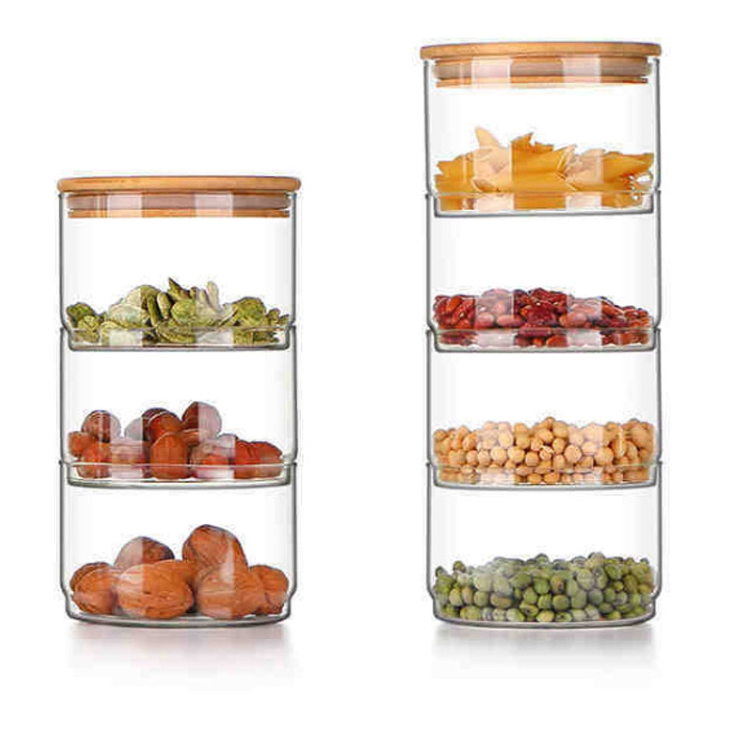 Tiered Glass Storage Jars Snack and Dried Fruit Organizer Glass Salad Bowl with Lid V1294-YM0521-230112AH02-2