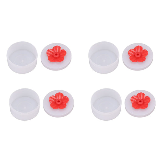 4pcs Hummingbird Feeder Flower Shaped Handheld Bird Feeder Wild Bird Feeding Tool for Outdoor Garden Yard Red V1294-YM0521-3111230035311