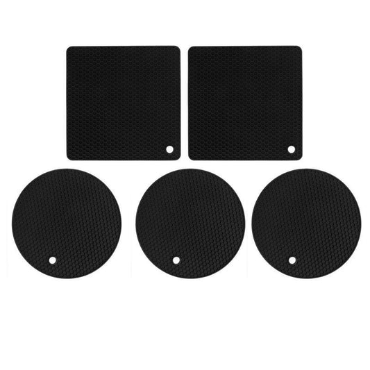 5Pcs Silicone Trivet Mat Square Round Honeycomb Hot Pad Non Slip Heat Resistant for Hot Plate Pans Kitchen V1294-YM0521-3113230087115