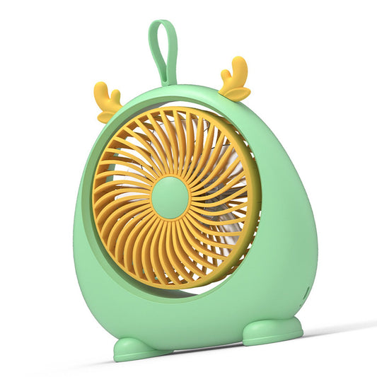 USB Desk Fan PP Quite Portable Mini Cute Tabletop Fan with Two Gear Wind Speed for Home Green Small Size V1294-YM0521-3113230091513