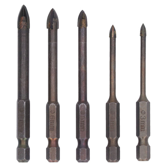 Drill Bit Set Unique Cross Design Cemented Carbide Hex Power Bits for Glass Ceramic Glass Tile Full Tile V1294-YM0521-3114230012611