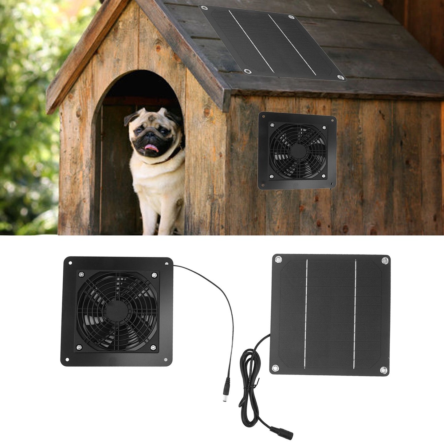 10W Solar Panel Fan Kit High Speed Solar Panel Powered Fan with 150cm Cable Protection Net for Pet House V1294-YM0521-3114230026611