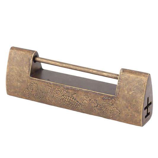 Antique Style Lock Spacing 5.9cm Auspicious Fish Lock Chinese Locks Small Brass Locks Antique Padlock Bronze V1294-YM0521-3114230054612