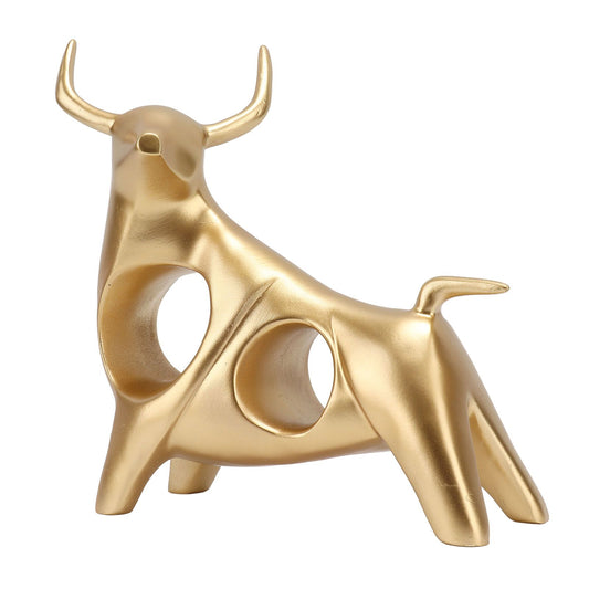 Golden Bull Sculpture Resin Hollow Lucky FengShui Bull Statue Crafts Figurine for Office Home Desktop V1294-YM0521-3115220151111