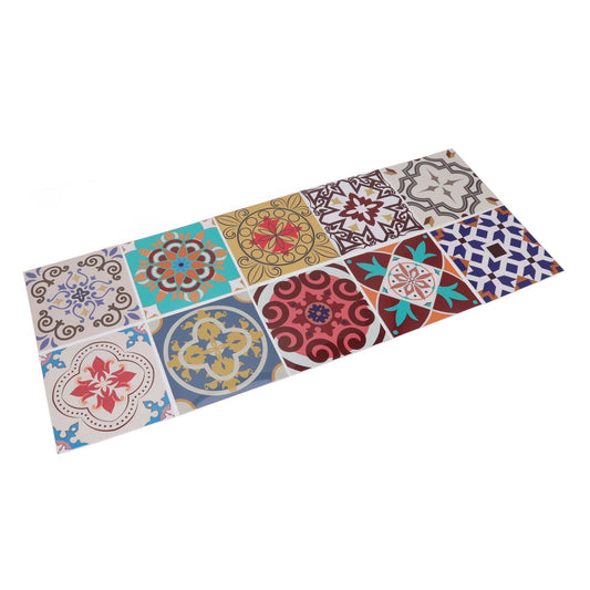 10Pcs Tile Sticker 5.9x5.9in Waterproof Anti Oil Moroccan Style Thick PVC Peel and Stick Tile for Wall Stairs V1294-YM0521-3115220154811