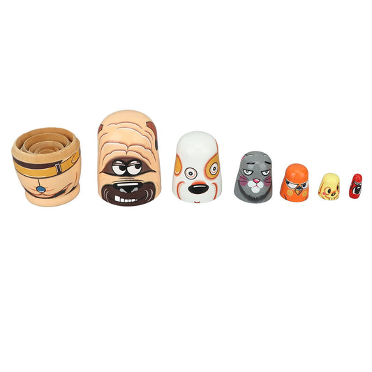 6PCS Dog Nesting Dolls Wooden Handmade Decorative Russian Nesting Doll Toy for Kids Christmas Birthday V1294-YM0521-3115230033911