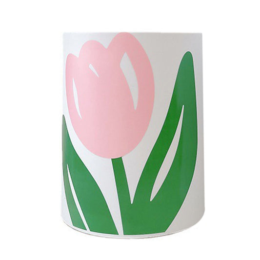 Floral Trash Can Large Mouth Cute Appearance Modern Style Garbage Waste Basket for Kitchen Bathroom Bedroom V1294-YM0521-3117230064313