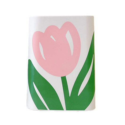 Floral Trash Can Large Mouth Cute Appearance Modern Style Garbage Waste Basket for Kitchen Bathroom Bedroom V1294-YM0521-3117230064314