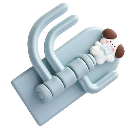 Self Adhesive Hanger Punch Free Rotating 3 Hooks Cute Animal Wall Door Holder for Keys Dog V1294-YM0521-3117230074715