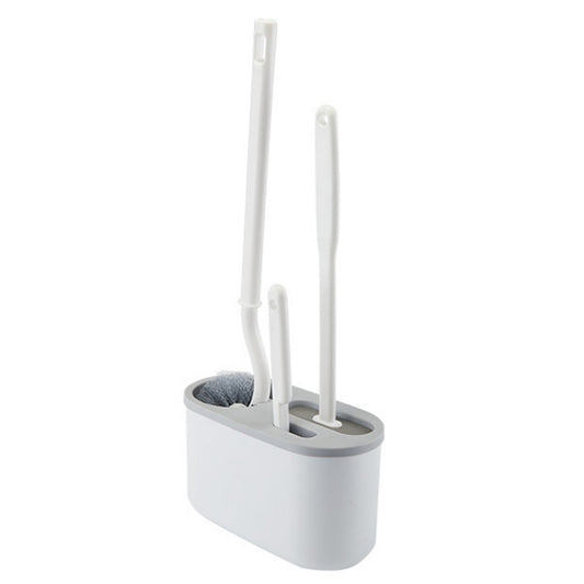 4 Pieces Toilet Bowl Brush Set Punch Free Wall Mounted Toilet Brush Holder with 3 Brush for Bathroom White V1294-YM0521-3117230080912