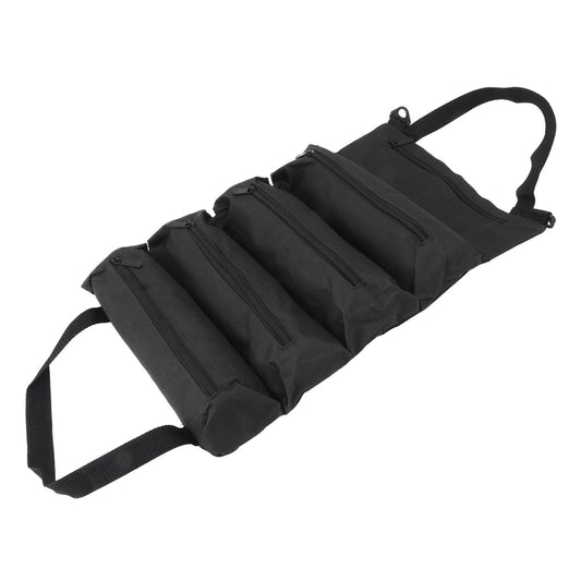 Roll Up Tool Bag 5 Zipper Pockets Portable Oxford Cloth Electricians Tool Bag for Carpenter Plumber Black V1294-YM0521-3117230094911