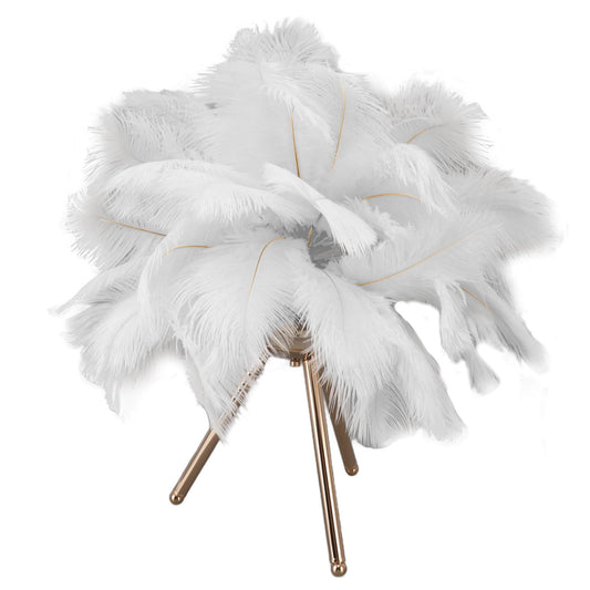 Feather Table Lamp USB Rechargeable Ostrich Feather Desk Light with Gold Tripod for Bedroom 40Pcs Artificial V1294-YM0521-3119230059511