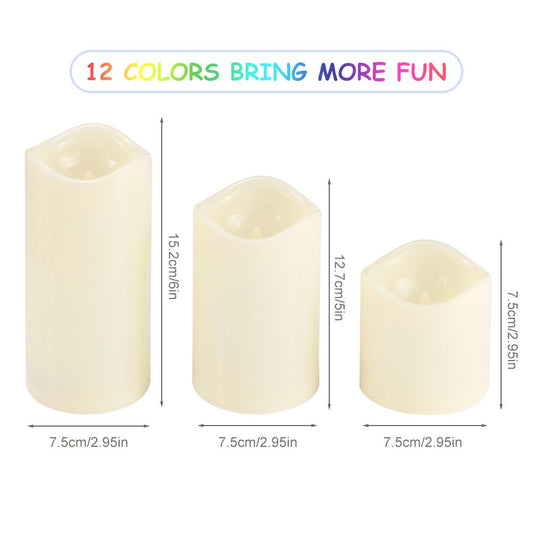 3Pcs/Set LED Flameless Candle Lights Remote Control Candle Lights Night Light Battery Powered Led Tea Lights V1294-YM0523-10317235