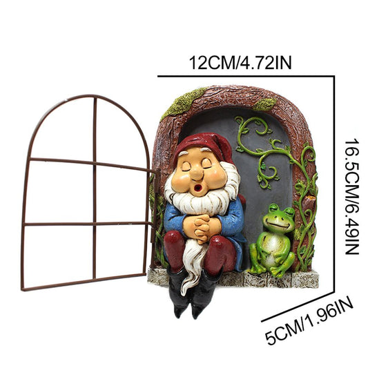 Mini Garden Resin Crafts Decoration Gnome Window Sleeping Garden Sculpture Gnome Outdoor Ornament Decoration V1294-YM0523-10318039