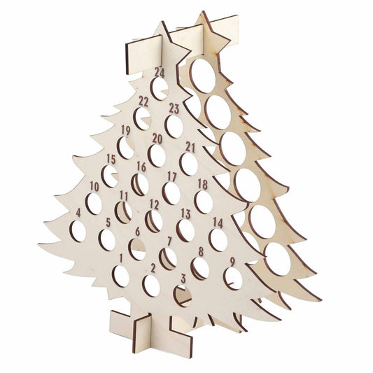 Christmas Advent Calendar Countdown 24 Wooden Christmas Tree Mini Alcohol Holder Wine Bottle Stand Decoration V1294-YM0523-10318148