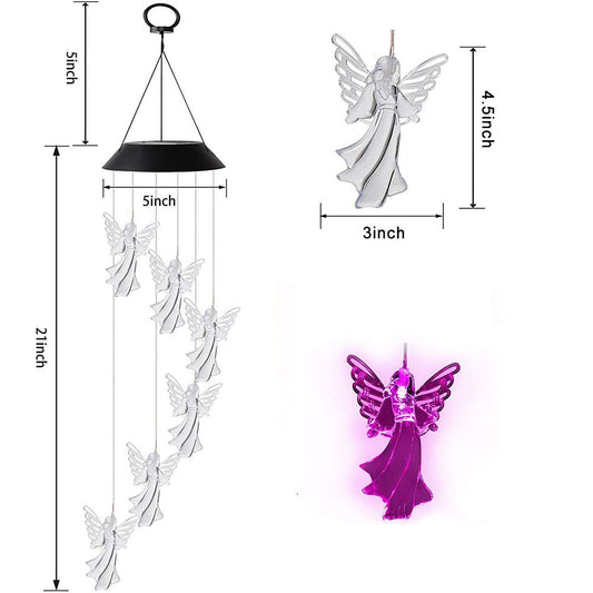 Outdoor Angel Solar Wind Chimes Light 7 Color Changing Solar Mobile Waterproof LED Wind Chimes for Home Party V1294-YM0523-10319251