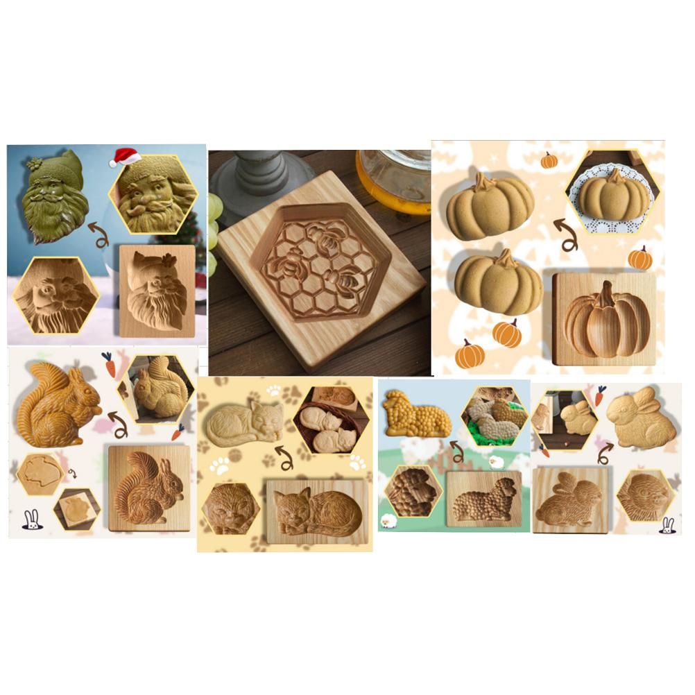 Christmas Wooden Mold Carved Press Stamp Molds Biscuit Cutters Christmas Decoration Kitchen Baking Tool V1294-YM0523-10320141