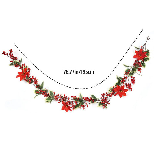 6.5 FT Christmas Holly Berry Garland Winter Artificial Greenery Garland with Red Berries and Holly Leaves for V1294-YM0523-10321385