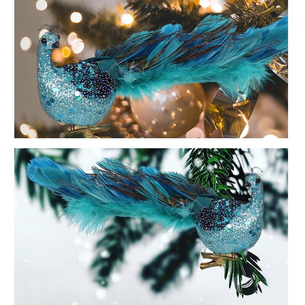 Christmas Tree Decorations 3D Simulation Peacock Decoration Artificial Feather Pendant for Gardens and V1294-YM0523-10321820