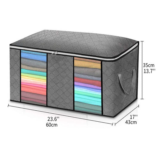 4PCS Clothes Storage Bag Large Capacity Clothing Organizers Foldable Closet Container with Clear Window and V1294-YM0523-10334568