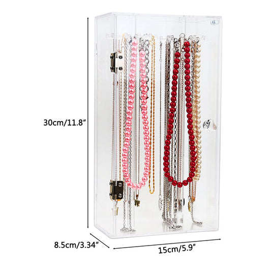 Acrylic Necklace Holder with 24 Hooks Clear Necklace Organizer Dustproof Rotation Jewelry Storage Stand V1294-YM0523-10335042
