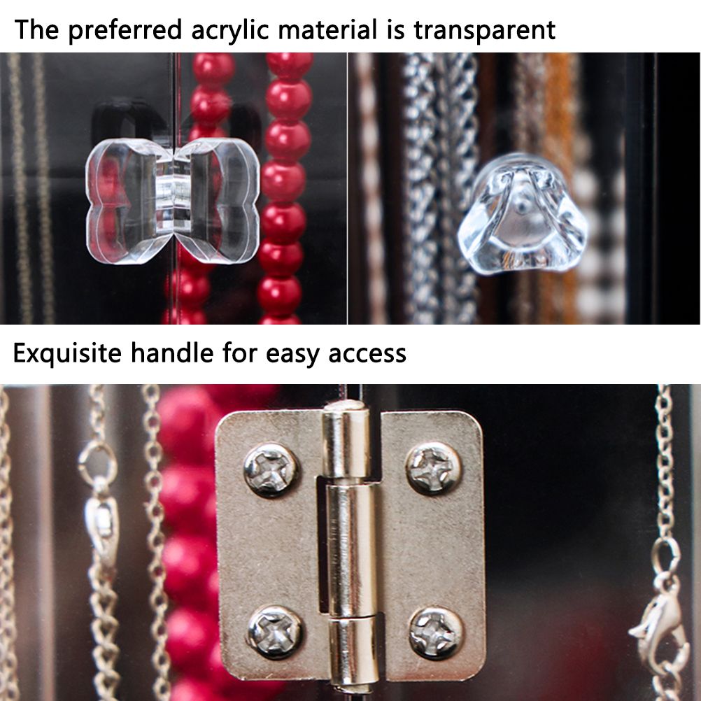 Acrylic Necklace Holder with 24 Hooks Clear Necklace Organizer Dustproof Rotation Jewelry Storage Stand V1294-YM0523-10335042