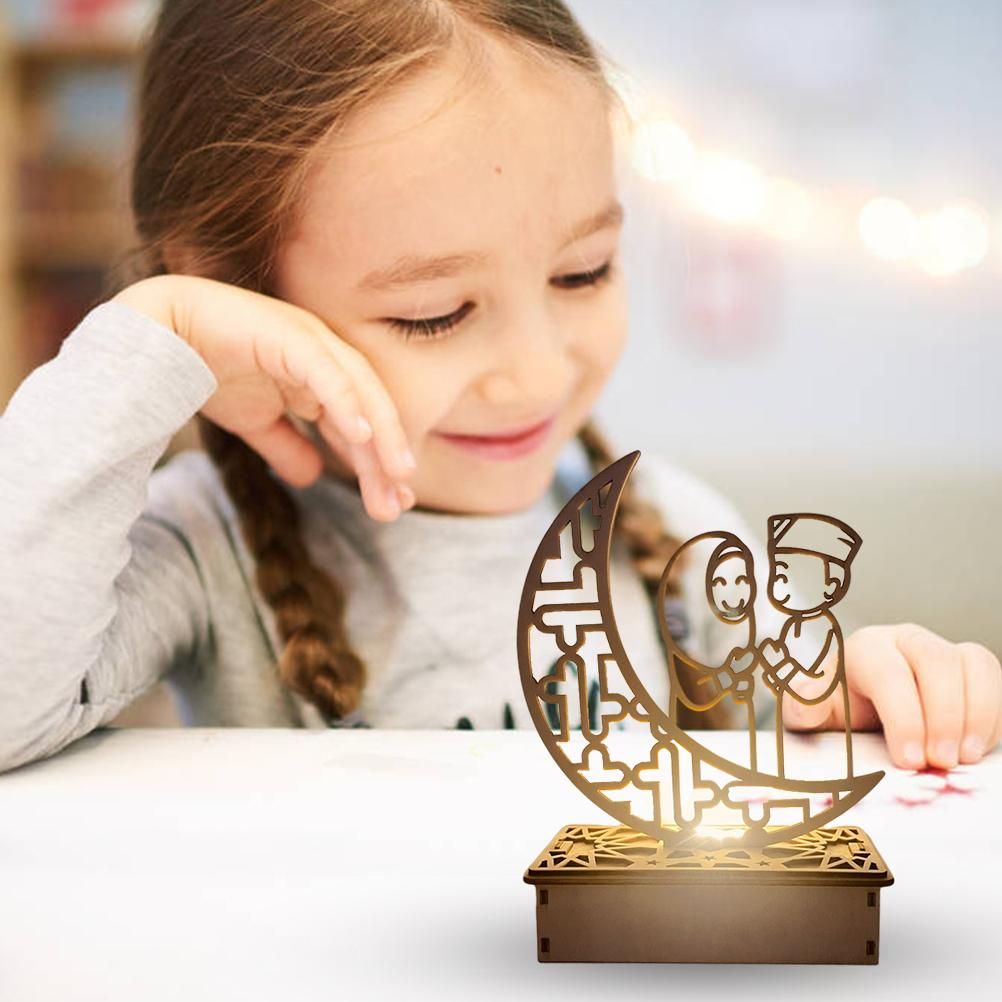 Wooden LED Lamp Ramadan Decoration Portable Eid Ramadan LED Night Light Table Ornament Ideal for Eid Ramadan V1294-YM0523-10336082