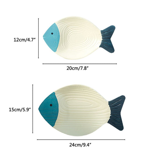 Wood Fish Hanging Ornament Wooden Fish Wall Art Decor for Beach Theme Fish Sculpture V1294-YM0523-10336206