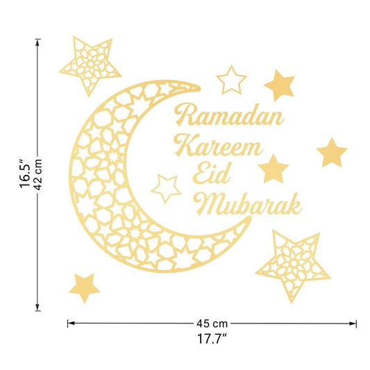 Ramadan Crescent Acrylic Mirror Sticker 3D Self Adhesive Wall Sticker for Doors Windows Closets V1294-YM0523-10338295