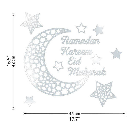 Ramadan Crescent Acrylic Mirror Sticker 3D Self Adhesive Wall Sticker for Doors Windows Closets V1294-YM0523-10338296