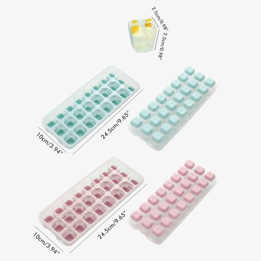 24 Grid Ice Cube Tray with Lid Covered Ice Cube Trays No Spill Ice Cube Cube Box Silicone Ice Cube Maker Tray V1294-YM0523-10340561