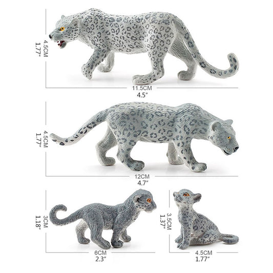 4 Pieces Snow Leopard Figurine PVC Realistic Snow Leopards Miniature Wild Animals Model Action Figure for V1294-YM0523-10342709