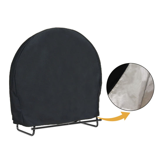 Log Hoop Cover 210D Oxford Waterproof Drawstring Heavy Duty Round Log Rack Cover Black 40 x 24 x 41inch V1294-YM0523-211014QY03-2