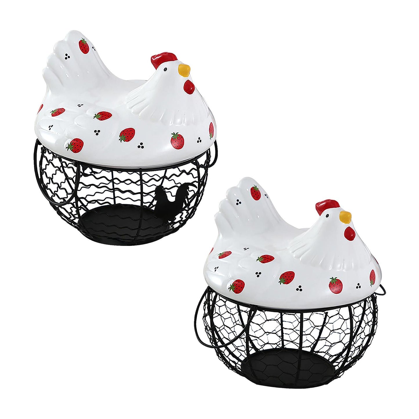 Strawberry Storage Basket Wrought Iron Basket Ceramic Egg Basket Living Room Fruit Storage Basket Kitchen V1294-YM0523-220113YA01-1
