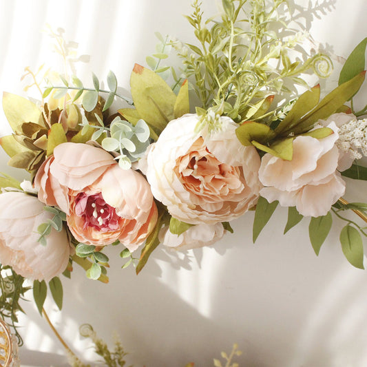 Simulation Peony Wreath Home Door Decorations Wall Hanging Artificial Peony Wreath Wedding Courtyard V1294-YM0523-220118XU03-4