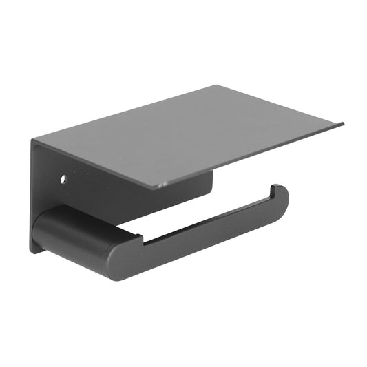 Toilet Paper Holder Stainless Steel Wall Mounted Toilet Paper Roll Holder with Shelf Matte Black for Bathroom V1294-YM0523-3112210105411