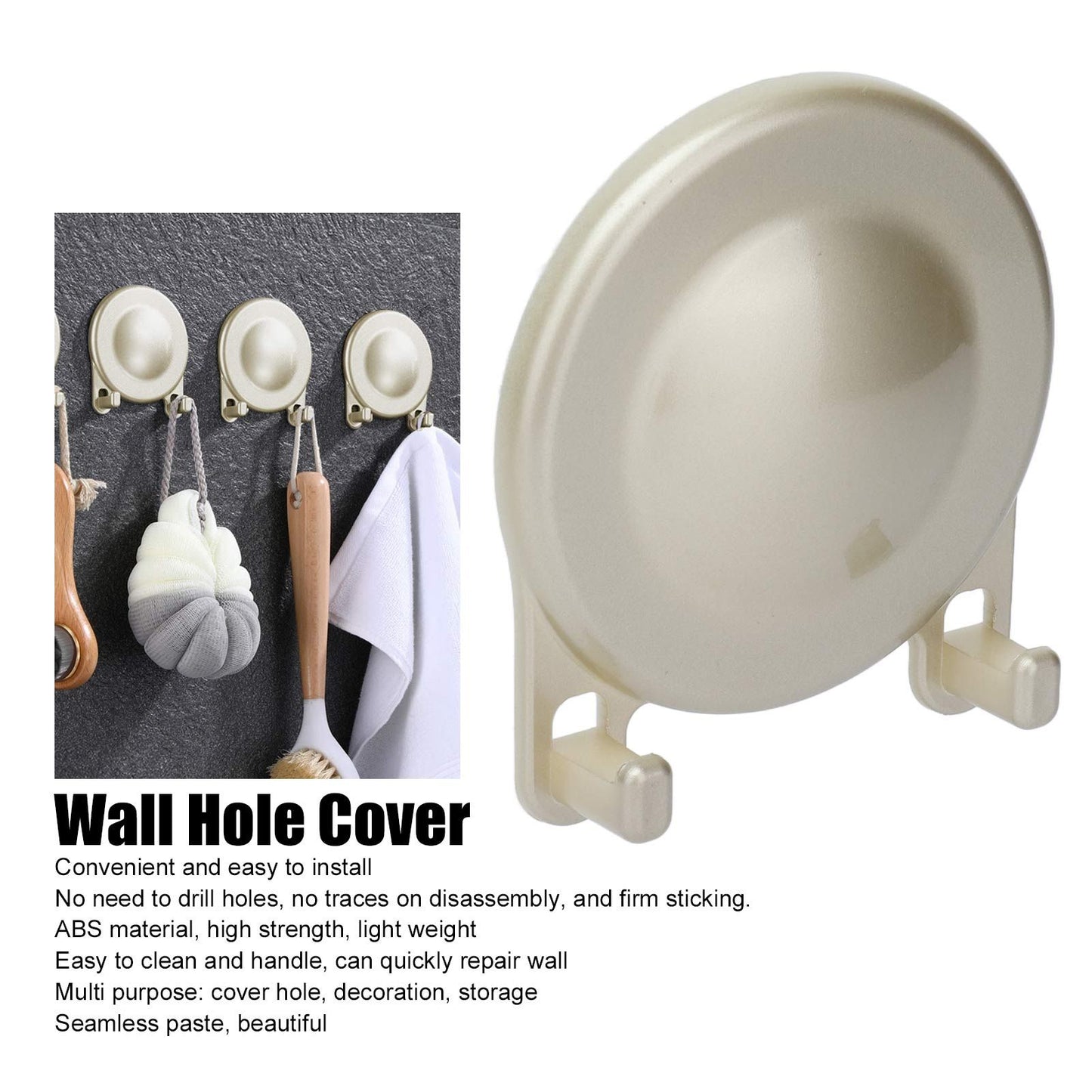 Wall Hole Decorative Cover Hooks ABS Self Adhesive Vent Reserved Drill Hole Decor Cover With Hooks for V1294-YM0523-3112210106513