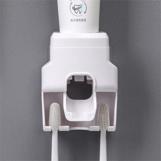 Automatic Toothpaste Dispenser Squeezer with Toothbrush Holder Wall Mounted for Bathroom Adults KidsWhite V1294-YM0523-3112220021512