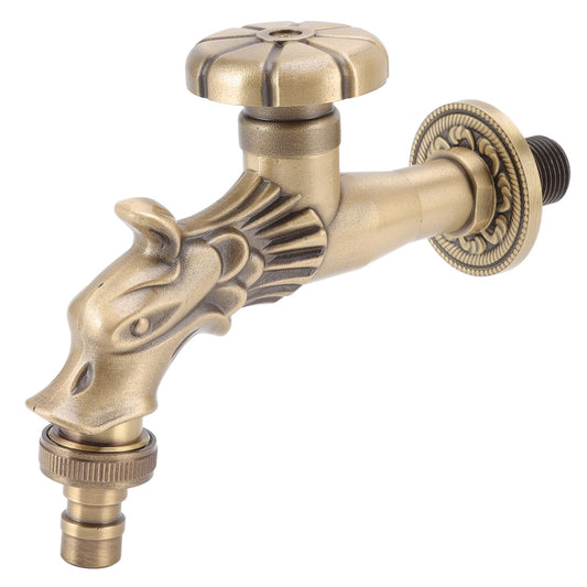 Antique Faucet G1/2 Engraved Brass Vintage Bronze Horse Shape Hanging Bathroom Sink Faucet Internal Thread V1294-YM0523-3112220035511