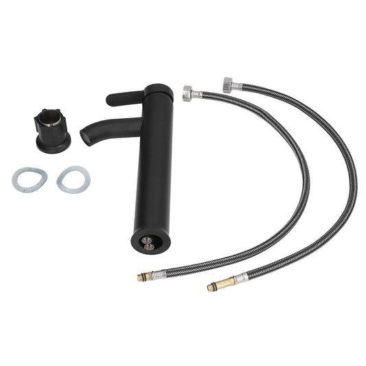 Black Faucet Bathroom G1/2 Stainless Steel Easy Control Matte Black Tall Vessel Sink Faucet with 2 Hoses for V1294-YM0523-3112220036411