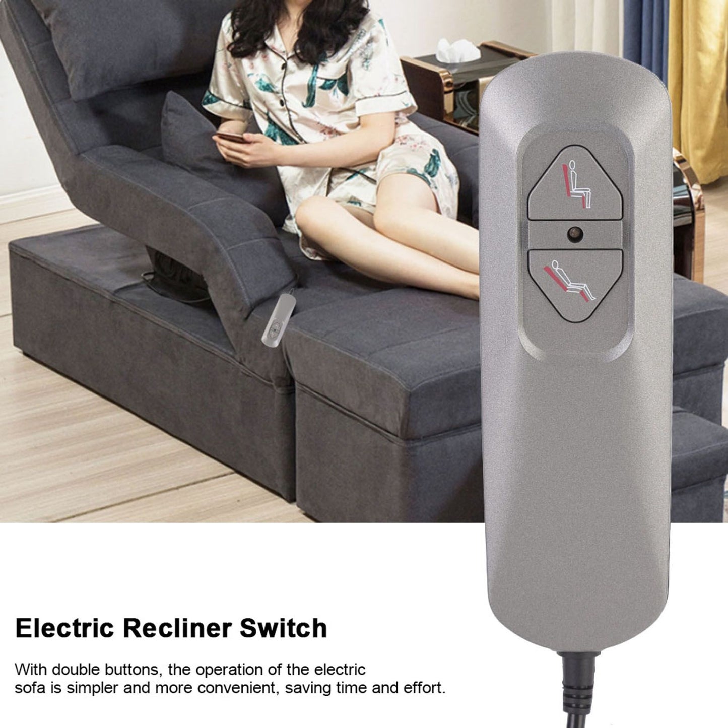 2 Buttons Electric Sofa Controller Universal 5 Pin Recliner Lifting Hand Control Switch 5V 1.25m V1294-YM0523-3113210269511
