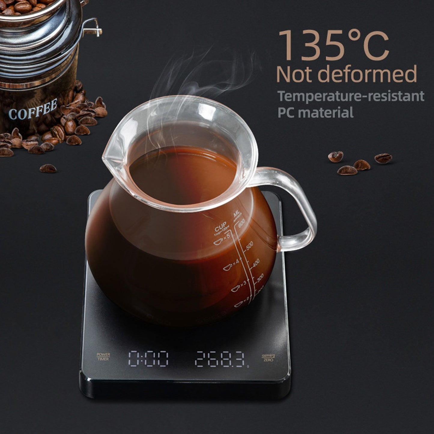 Electronic Coffee Scale LCD Display Switchable G OZ Ml 3kg USB Charging Multifunction High Accuracy V1294-YM0523-3113210324811