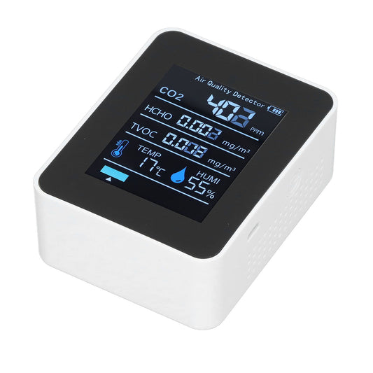 5 in 1 Air Quality Monitor Bluetooth APP Carbon Dioxide Detector USB Charging TVOC Temperature Humidity HCHO V1294-YM0523-3113220017311
