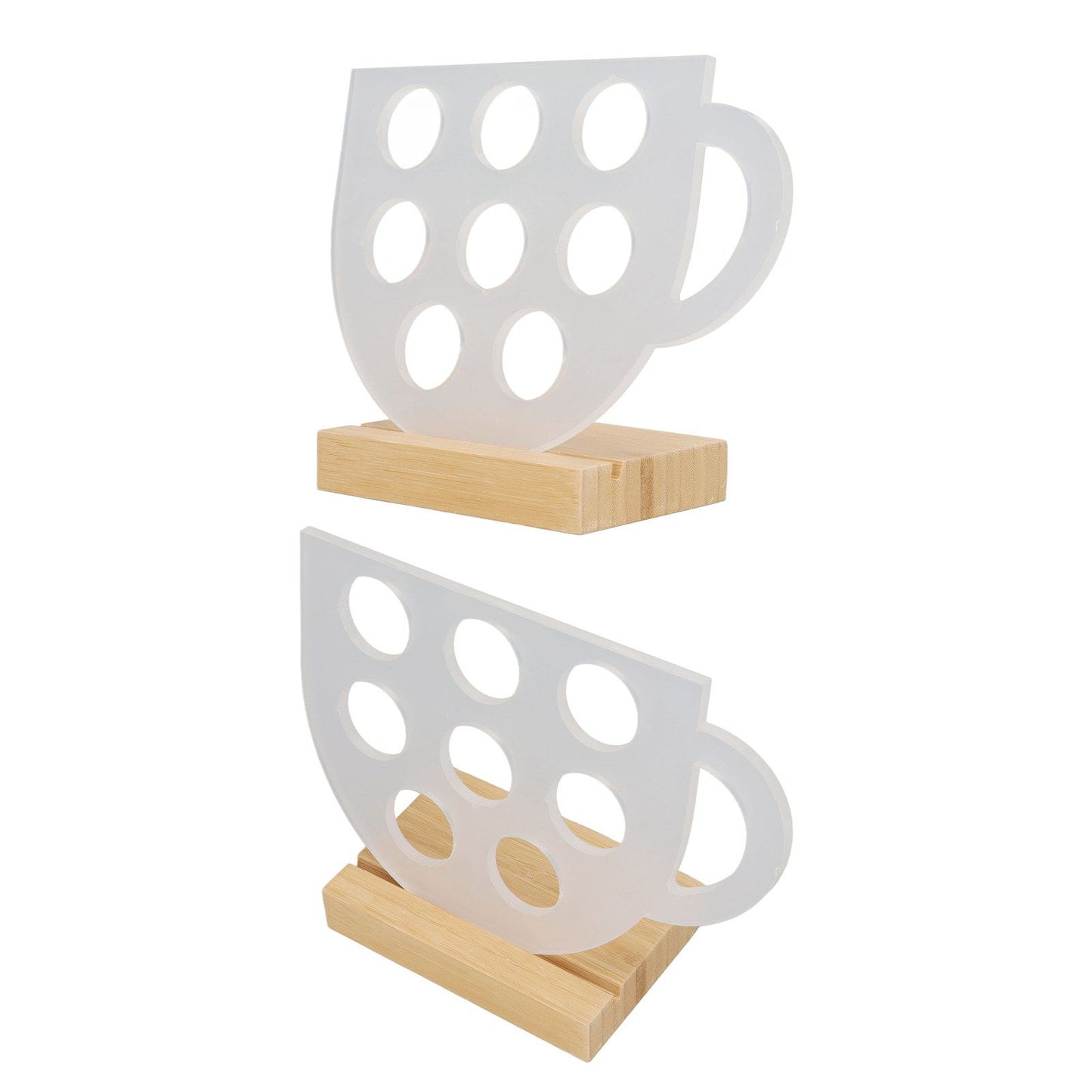 8 Holes Capsule Coffee Stand Cup Shape Acrylic Coffee Pods Storage Holder with Bamboo Base V1294-YM0523-3113220037611