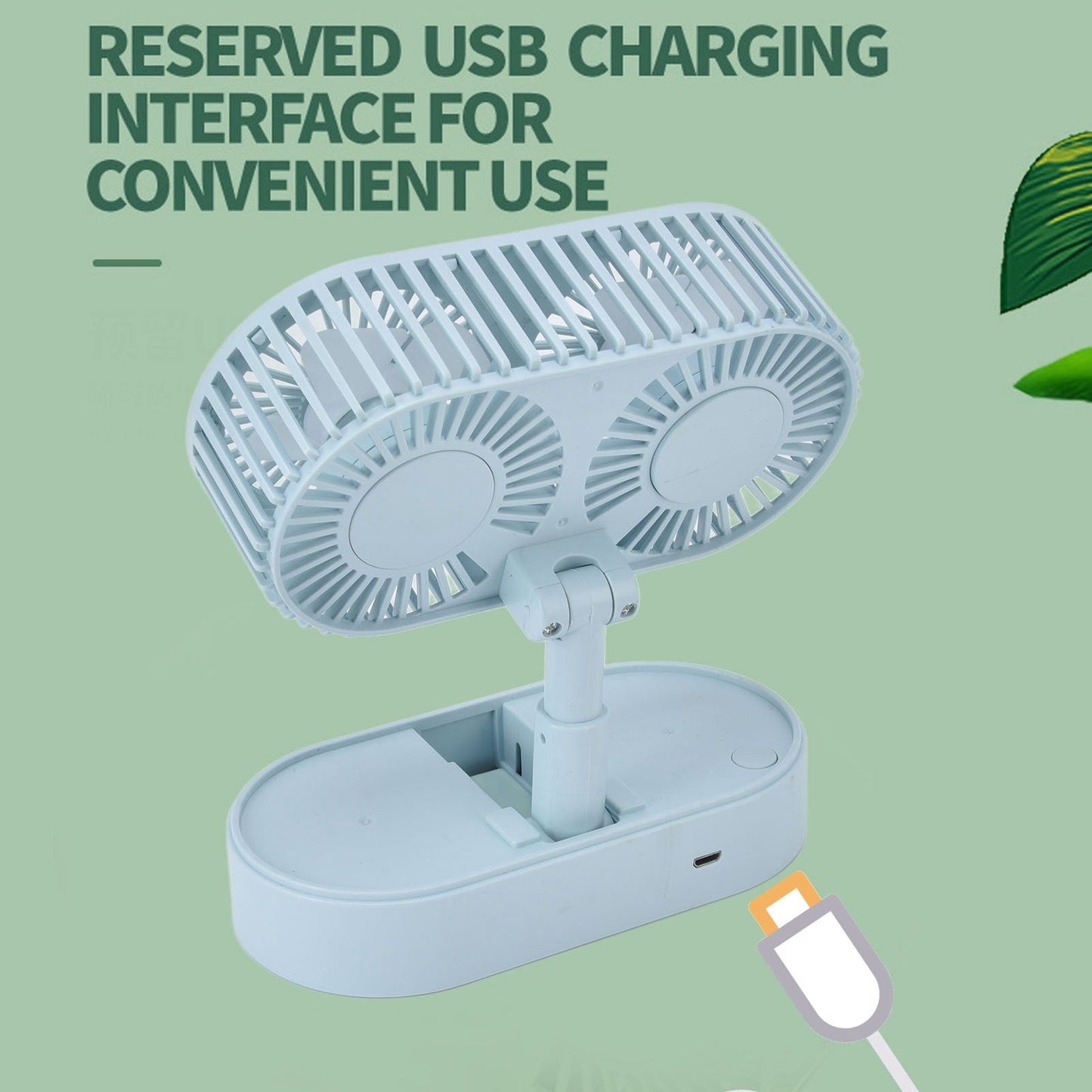 Desktop Double Fan Dual Motor 135 degrees Angle Adjustable Handheld Fan Three Levels Adjustable Low Noise V1294-YM0523-3113220041613